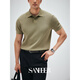 
SANHEER [Estoric Gentleman] 120S long velvet cotton breathable hole-pulling process Summer lapel short-sleeved T-shirt DAT983 Sunny Blue L /50