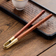 Yipin Workshop copper wood tea clip ebony rosewood Kung Fu tea set accessories household tea cup clip tweezers cup washing tool ebony copper tail tea clip