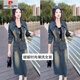皮尔卡丹（pierre cardin）11-695款双兜盖牛仔上衣牛仔裙两件套套装洋气 两件套(配送腰带)裙长78左右 L 90-108斤
