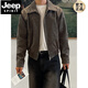 JEEP SPIRIT American retro short leather jacket for men in spring and autumn loose lapel jacket Korean style trendy high-end jacket for men old brown M