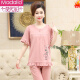 
Modal pajamas for women 2025 new style middle-aged mother short-sleeved cropped pants summer cotton cardigan plus size home clothing set LM-6626 [cardigan style] M [recommended 80-100Jin [Jin equals 0.5 kg]]