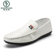 
Woodpecker Spring 2025 new Doudou shoes men's leather shoes Korean version driving shoes lazy shoes social trend casual men's shoes yellow 9880 41