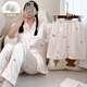 Langsha brings breast pad pajamas for girls three-piece short-sleeved ice and snow summer thin trousers home clothing counter YR1047 M women's style: 75-95Jin [Jin equals 0.5 kg]