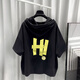Sommer Pinli Hong Kong Style Hooded Short Sleeve Set Herren Sommer Trendy Printed T-Shirt Complete Set Weiß T5019+Black 9215 2xl Geeignet (150-180Jin [Jin ist gleich 0,5 kg])