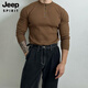 JEEP SPIRIT Henry collar long-sleeved sweater men's spring new American high-end muscular men's fitness all-match slim T-shirt brown M 100Jin Jin is equal to 0.5 kg within