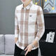 Pei Shiyan 2025 new spring and summer shirt men's long-sleeved plaid slim casual shirt formal men's shirt trendy men's khaki 9922 khaki S (high) quality (70-85Jin Jin is equal to about 0.5 kg)