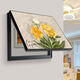 Distribution box decorative painting blocking cream style peony flower restaurant dining room meter box box power main switch hanging painting B style cream peony gold frame 70X50 accommodates 62*42 flip-up model aluminum alloy frame