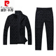 皮尔卡丹（pierre cardin）春秋新款高端品牌夹克套装男士青年休闲运动套装男潮流外套衣服 6629-黑色 2XL 180