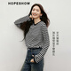 Camiseta de rayas de estilo rojo Mangas Spring 2025 New Women's Clothing Textura redonda de cuello redondo suelto y versátil Top de caramelo Slim 723 m