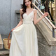 Miao Yijia white dress women's skirt summer 2025 new high-end French dress seaside vacation style beach long skirt French retro V-neck suspender dress M [Suggested 110-125Jin [Jin equals 0.5 kg]]