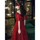 Chuangjingyi selects girls' coming-of-age ceremony red dress and toasting suit for the bride, burgundy fugitive princess gauze skirt, French engagement wedding, burgundy maternity model XL