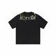 Nanyuexi hart und grausamer amerikanischer Alphabet Pflanze Blume rundes Hals schweres kurzärztes T-Shirt für Männer und Frauen Sommer S1048# Schwarz One Size L. L.