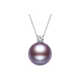 Pop Freshwater Purple Pendant Round Strong Light 18K Gold Princess Clavicle Chain Temperament Women's Versatile Necklace Purple Round Beads + S925 Silver Princess Head + S925 Silver Chain 12-13mm45cm