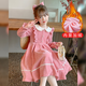 Annie Youer Girls Autumn and Winter Dress 2025 Western Style Children's Clothing Girls Princess Dress Children's Skirt Pink Velvet 100