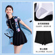 Huili one-piece swimsuit women conservative hot spring short-sleeved swimsuit women's swimming pool sportswear 14107H black swimsuit + swimming cap + swimming goggles XL (recommended weight 110-125 Jin [Jin equals 0.5 kg])
