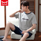 
Catman MIIOW new pure cotton pajamas for men in summer thin short-sleeved cotton can be worn on the outside with large size green home clothes YSH844 XL [130-150Jin [Jin equals 0.5 kg]]