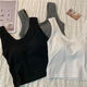 Modal solid color I-shaped back suspender vest for women with breast pads and bottom shirts can be put together to wear sports vests for women. Black + white (clothes length 38cm) L (90-110Jin [Jin equals 0.5 kg])