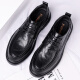 Zapatos de cuero portuleso para hombres de negocios británicos para hombres zapatos casuales de negocios de manera baja con planta gruesa zapatos formales zapatos de boda 9929 negro 42
