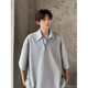 Camiseta de manga corta de la solapa de la camisa retro de OEMG para hombres de la marca de moda masculina de dos piezas Camiseta versátil de dos piezas DSA058-1-T288 GRIS XL [sugerido 135-150Jin [Jin iguala 0.5 kg]]]