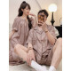 Catman ice silk couple pajamas summer short-sleeved nightgown for women thin cool men light luxury home clothes suit 13076-13077 M women l