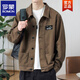 Romonjacke Herren Frühling und Herbst 2025 Neues Hemd Revers Herbst Herren Work Jacke Frühherbst-Jacke Top K12806 Black suggeriert 90-120jin [Jin Equals Equals] M.