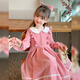 Annie Youer Girls Autumn and Winter Dress 2025 Western Style Children's Clothing Girls Princess Dress Children's Skirt Pink Velvet 100