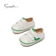 Snuffy baby step shoes newborn baby genuine leather soft sole outing shoes cream white/green 17