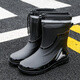 JCZS Bottes de pluie allemandes pour hommes non glissés pour l'usure pour les hommes imperméables et à la mode des chaussures d'eau du tube moyen 2025 Nouvelles chaussures en caoutchouc importées en été noir plus étanche (taille standard) 42