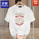 Romon schwerer reines Baumwoll-Kurzärärt-T-Shirt für Herren Sommer Retro gutaussehende gedruckte vordere Schulterrunde Halbärmeligte T-Shirt 683 Schwarz 2xl empfohlen 150-165 Jin [Jin ist gleich 0,5 kg]