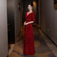Zhufan annual meeting host clothing female chorus performance clothing host conductor piano performance high-end sequined evening dress red 3XL