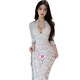 Manyan sexy Unterwäsche sexy Deep V Perspektive Retro -Spitze hoher Taille Schlitz Long Rock Nachthemd Anzug 9766 zufällig gesendet