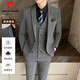 Pierre Cardin Herrenanzug Vierköpfiger koreanischer Stil Slim Bräutigam Hochzeit formaler Kleid Casual British Iron-Free Anzug Jacke Schwarz. [Anzug + Hosen + Weste + Hemd] Hemd lang und kurze Ärmel Optional L + Sieben Geschenke [Empfohlen 110-120 Jin [Jin ist ungefähr 0,5 kg]]