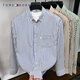 Tommy Kelly American Tomm Brand Spring und Herbst New Herren Long Sleeve Shirt Anti-Falten-freie Streifenhemd Jacke C719 Black M 165/Vorgeschlagen 90-115jin [Jin ist 0,5 kg]