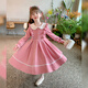 Annie Youer Girls Autumn and Winter Dress 2025 Western Style Children's Clothing Girls Princess Dress Children's Skirt Pink Velvet 100