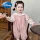 Disney baby suit spring and autumn style sweet floral doll collar shirt embroidered overalls two-piece autumn baby clothes pink rabbit shirt ten overalls two-piece 90 (22-26Jin[Jin equals 0.5 kg])