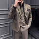 Jason's High Quality Casual Suit Suit Men's British Wedding Groom's Dress Business Formal Two Button Suit Three Piece Suit Brown (Suit + Shirt + Pants) L (Suitable for 111-125 Jin Jin equals 0.5 kg)