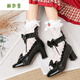 Yalso children's high heels children's white princess shoes girls with dress Lolita ita shoes women's performance shoes white 6.5cm 14 years old and above 30 20cm