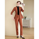 Purple striped blazer women's long-sleeved high-end host professional suit temperament suit formal manager work clothes gold suit + pants L (recommended 100-110 Jin Jin equals 0.5 kg)