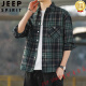 Jeep Spirit Retro a cuadros Retro Camisa de manga larga para hombres y mujeres Primavera y otoño 2025 Nuevo trabajo de trabajo coreano de la camisa tendencia K12109 Caki M