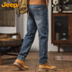 JEEP Jeep Jeans Men's Autumn and Winter Loose Casual Pants Men's Trendy Versatile Straight Men's Pants Blue 34