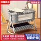 Beyrutos berceau berceau mobile lit portable pliable pliable multifonction lit bb lit nouveau-né bébé épissage grand lit gris + matelas mémoire + moustique net + torsion lit circonférence shaker variable + lit d'épissage variable