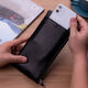 Cool kangaroo wallet men's clutch bag top layer cowhide mobile phone bag multifunctional large capacity fashionable casual handbag black 22cm*11cm*2cm