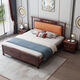 Yuyang Bed New Chinese style black gold wood solid wood bed 1.8m 2m double bed bedroom furniture wedding bed 9902# Wujin wood bed [联文免] 1.8*2.0m [silent bed board]