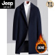 JEEP SPIRIT羊毛呢大衣男士秋冬款加厚羊毛呢子外套加绒修身休闲风衣 666黑色（短款到臀部下面） S 165【85-102斤】