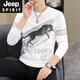 Jeep Spirit2025 Весна и осенью футболка с длинным рукавом новая мужская футболка с длинным рубашкой Маленькая рубашка персонализированная европейская базовая рубашка для свитера плюс мужская топ [весна и осень] 6626 белый тонкий M 90-115Jin [Jin равняется 0,5 кг]