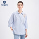 Navikel Italian dinghy women's cotton loose shirt hollow half open collar shirt 2313145501 Blue L