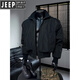 JEEP SPIRIT2025 new navy blue bomber jacket men's spring and autumn silhouette stand collar short American baseball uniform brown cotton jacket XL 135-150Jin Jin equals 0.5 kg