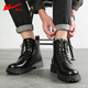 Huili Martin Boots Herren Sommer 2025 Neue High-Top-Arbeitsstiefel Männer Britisch-Stil schwarze Lederstiefel schwarz 42