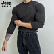 JEEP SPIRIT Henry collar long-sleeved sweater men's spring new American high-end muscular men's fitness all-match slim T-shirt brown M 100Jin Jin is equal to 0.5 kg within