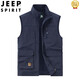 Jeep Spirit Vest Men's NOUVEAU 2025 Printemps et automne Modèle mince d'été grande taille Multi-poche gilet gilet extérieur gilet à séchage rapide Clip de cheval 677 kaki m